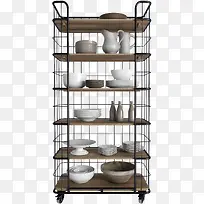 大型棕色复古碗架-空若网 大型棕色复古碗架-空若网