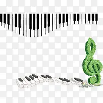 创意琴键绿草音符装饰背景-空若网 创意琴键绿草音符装饰背景-空若网