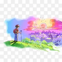 夕阳插画-空若网 夕阳插画-空若网