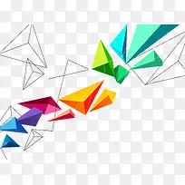 彩色手绘飞舞三棱柱-空若网 彩色手绘飞舞三棱柱-空若网