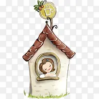 卡通手绘咖啡小房子-空若网 卡通手绘咖啡小房子-空若网