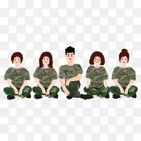 卡通版手绘的军训生-空若网 卡通版手绘的军训生-空若网