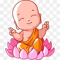 剪刀手小和尚矢量素材-空若网 剪刀手小和尚矢量素材-空若网