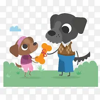 矢量手绘卡通狗-空若网 矢量手绘卡通狗-空若网