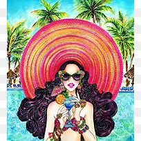 夏季清凉女孩插画-空若网 夏季清凉女孩插画-空若网