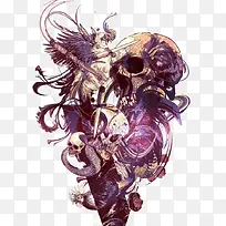 骷髅头插画-空若网 骷髅头插画-空若网