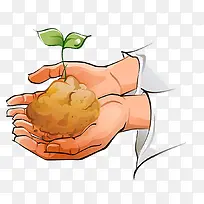 卡通手捧泥土-空若网 卡通手捧泥土-空若网