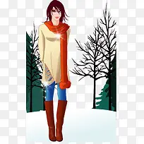 穿靴子走在雪地里的时尚矢量美女-空若网 穿靴子走在雪地里的时尚矢量美女-空若网