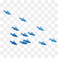 蓝色扁平化矢量一堆小鱼-空若网 蓝色扁平化矢量一堆小鱼-空若网