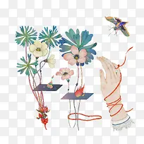 卡通手指摘花-空若网 卡通手指摘花-空若网