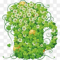 矢量三叶草组成的杯子-空若网 矢量三叶草组成的杯子-空若网