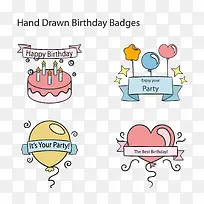 彩绘生日快乐标签矢量图-空若网 彩绘生日快乐标签矢量图-空若网
