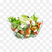 玻璃碗中的蔬菜沙拉-空若网 玻璃碗中的蔬菜沙拉-空若网