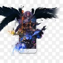 黑色游戏翅膀人物-空若网 黑色游戏翅膀人物-空若网