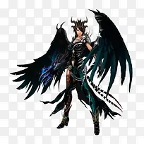 黑翅膀天使立绘游戏人物-空若网 黑翅膀天使立绘游戏人物-空若网