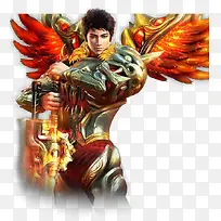 金色翅膀战士立绘游戏人物-空若网 金色翅膀战士立绘游戏人物-空若网