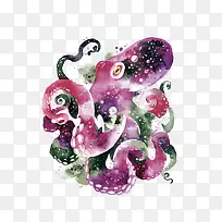 矢量水彩 章鱼-空若网 矢量水彩 章鱼-空若网