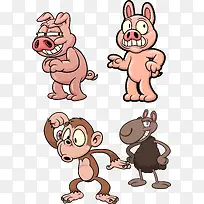 矢量卡通可爱小猪素材动物-空若网 矢量卡通可爱小猪素材动物-空若网