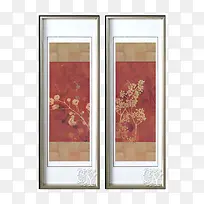 棕红色竖版长方形中式壁画-空若网 棕红色竖版长方形中式壁画-空若网