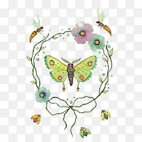 清凉水彩蝴蝶花卉素材-空若网 清凉水彩蝴蝶花卉素材-空若网