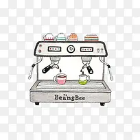 卡通手绘咖啡机-空若网 卡通手绘咖啡机-空若网