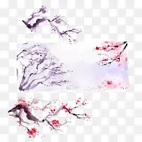 水墨樱花梅花素材-空若网 水墨樱花梅花素材-空若网