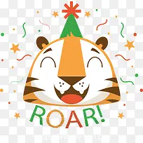 卡通小老虎生日贺卡-空若网 卡通小老虎生日贺卡-空若网