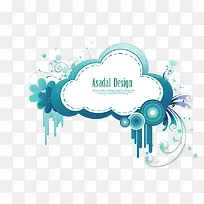 蓝色云形标签-空若网 蓝色云形标签-空若网