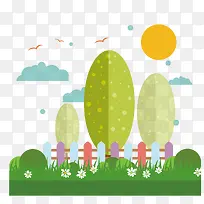 矢量树和栅栏-空若网 矢量树和栅栏-空若网