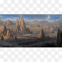 手绘山石风景插画-空若网 手绘山石风景插画-空若网