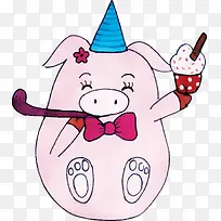 庆祝生日卡通小猪-空若网 庆祝生日卡通小猪-空若网