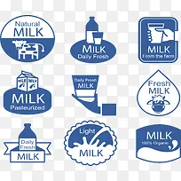 蓝色扁平化复古牛奶商标-空若网 蓝色扁平化复古牛奶商标-空若网