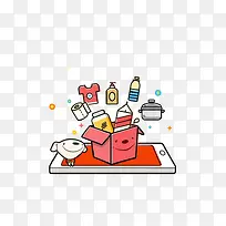 手绘网上购物元素-空若网 手绘网上购物元素-空若网