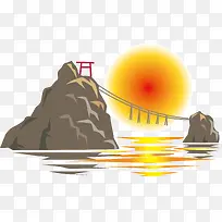 矢量海上日出素材-空若网 矢量海上日出素材-空若网