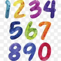 彩色水彩手绘数字0到9-空若网 彩色水彩手绘数字0到9-空若网