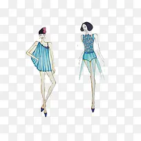 蓝色时尚服装模特女孩-空若网 蓝色时尚服装模特女孩-空若网