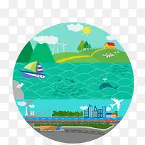 蓝色海洋卡通素材-空若网 蓝色海洋卡通素材-空若网