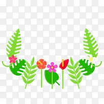 矢量绿色清新小草花朵和叶子-空若网 矢量绿色清新小草花朵和叶子-空若网