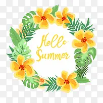 彩绘你好夏季橙色花环矢量-空若网 彩绘你好夏季橙色花环矢量-空若网