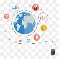 地球大数据扁平化矢量图图片下载-空若网 地球大数据扁平化矢量图图片下载-空若网