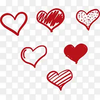 手绘红色涂鸦爱心-空若网 手绘红色涂鸦爱心-空若网