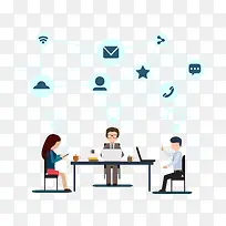 办公人员开会矢量扁平素材-空若网 办公人员开会矢量扁平素材-空若网