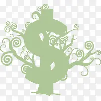 钱树 美元符号 树 矢量树-空若网 钱树 美元符号 树 矢量树-空若网