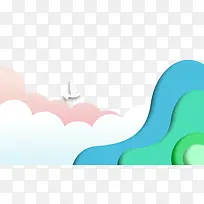 卡通手绘剪纸风蓝色banner-空若网 卡通手绘剪纸风蓝色banner-空若网