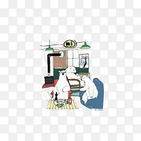 手绘北极熊-空若网 手绘北极熊-空若网