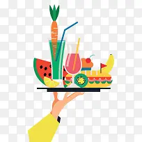 手绘水果蔬菜饮料-空若网 手绘水果蔬菜饮料-空若网