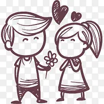 简约手绘卡通人物装饰爱情情侣-空若网 简约手绘卡通人物装饰爱情情侣-空若网