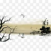 中国风山水背景效果元素-空若网 中国风山水背景效果元素-空若网