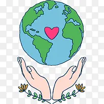 卡通手绘手捧地球装饰图案-空若网 卡通手绘手捧地球装饰图案-空若网
