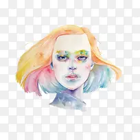 矢量水彩短发的女人-空若网 矢量水彩短发的女人-空若网